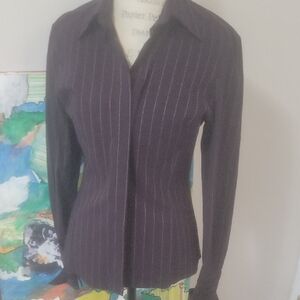 Express Purple Pinstripe Button Down Shirt